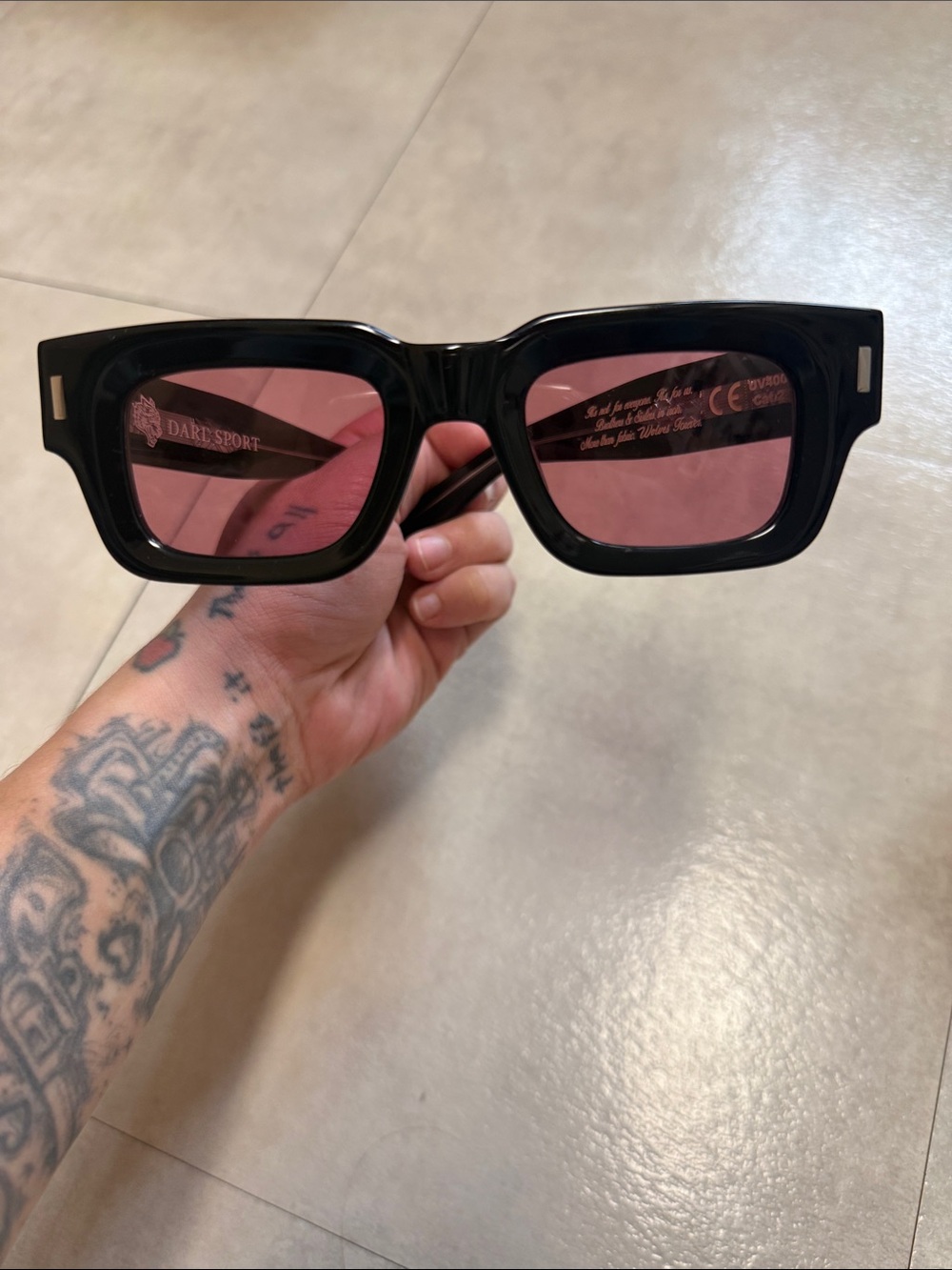 Darq Sport wolves club black 3D Frame Sunglasses with Pink Lenses
